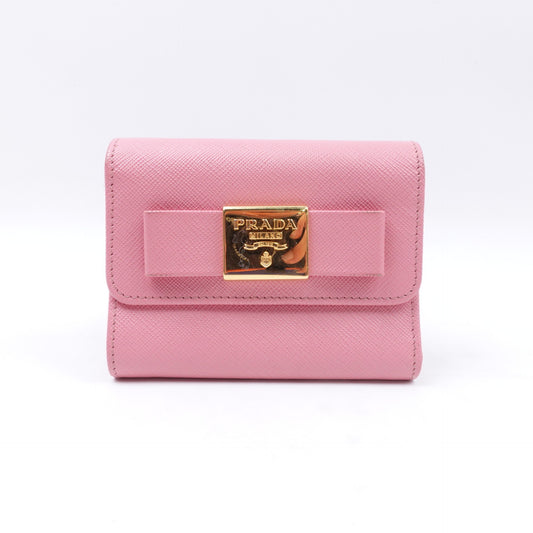 Pre-owned Prada Pink Calfskin Short Wallet