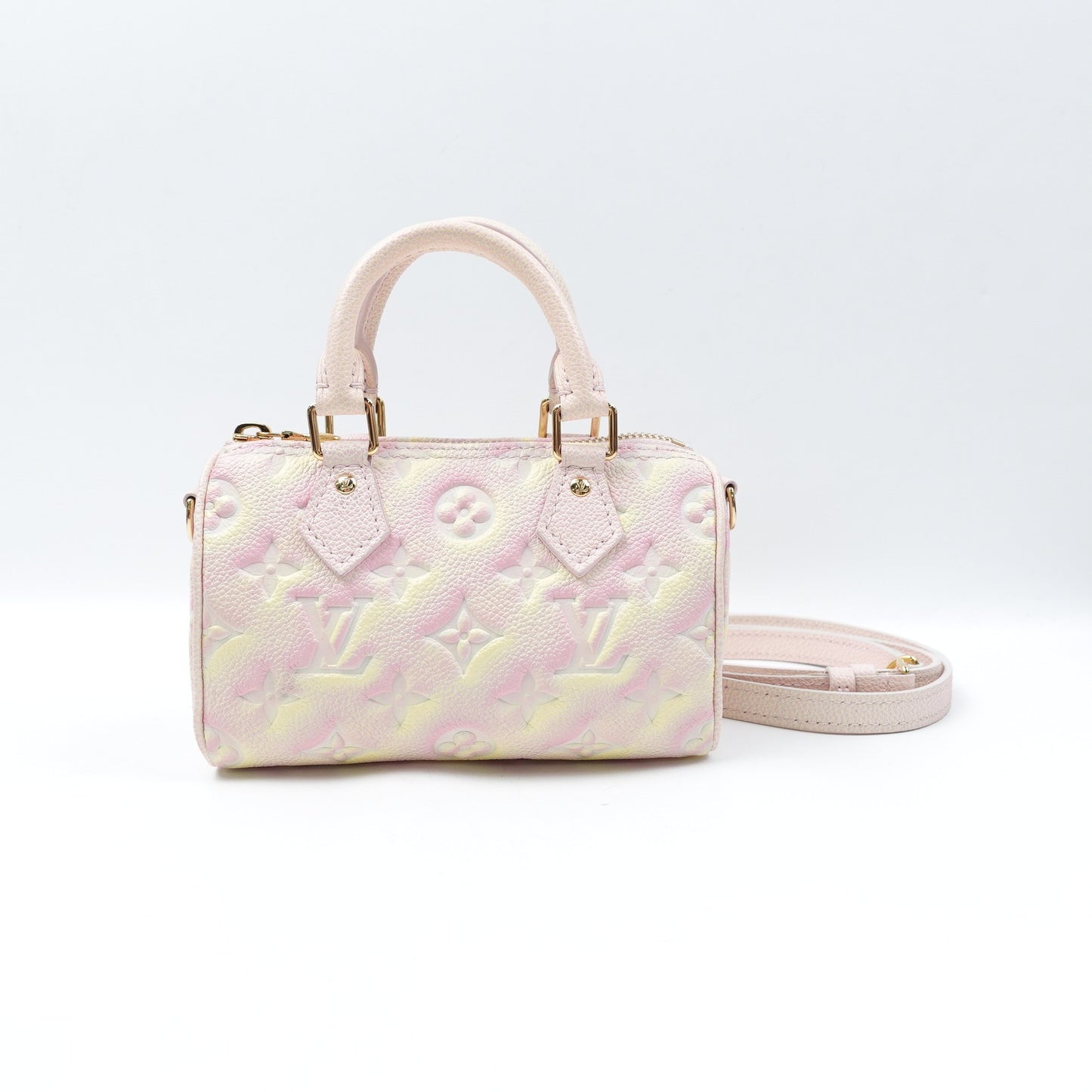 Pre-owned Louis Vuitton Speedy Nano Pink Gradient Calfskin Shoulder Bag