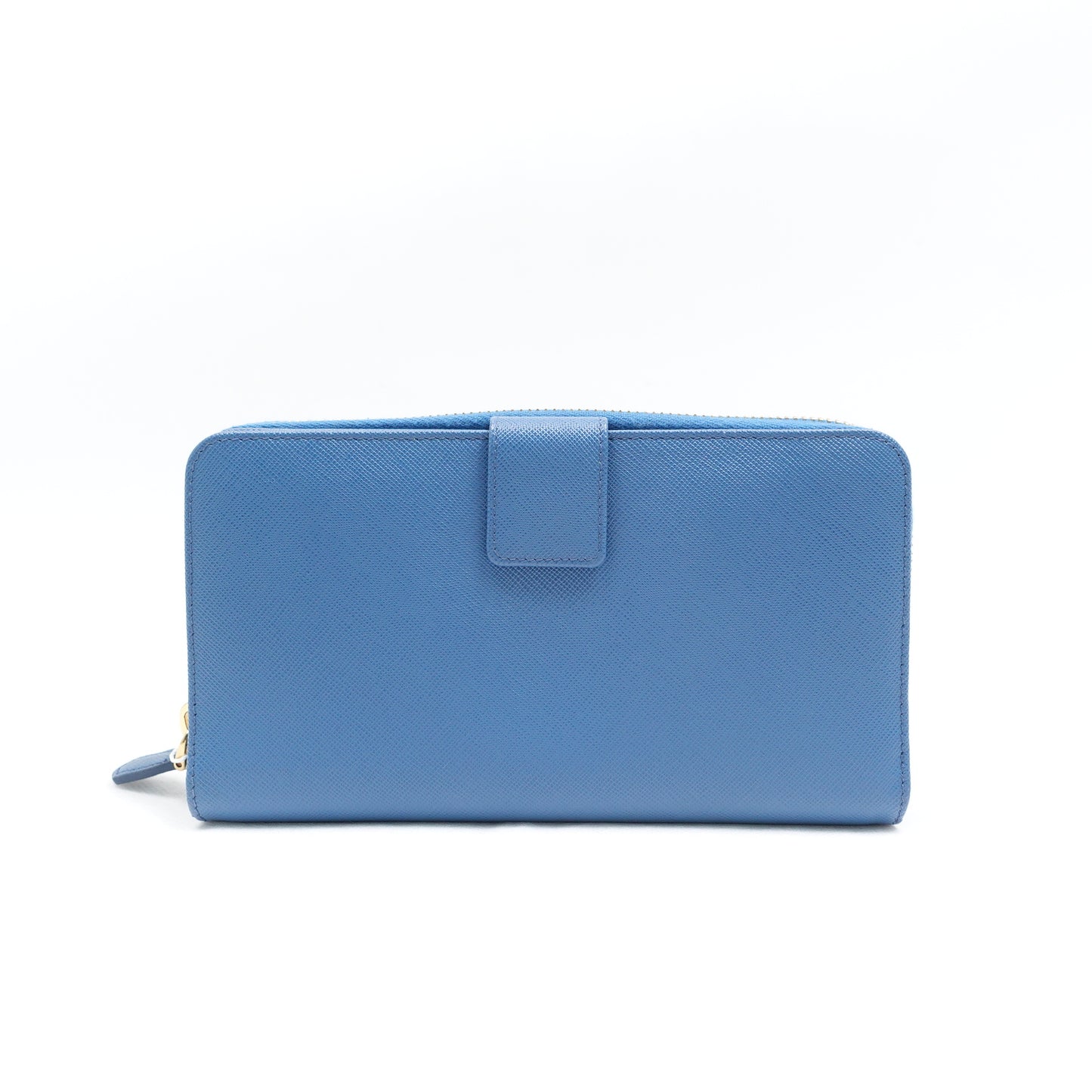 Pre-owned Prada Blue Saffiano Wallet