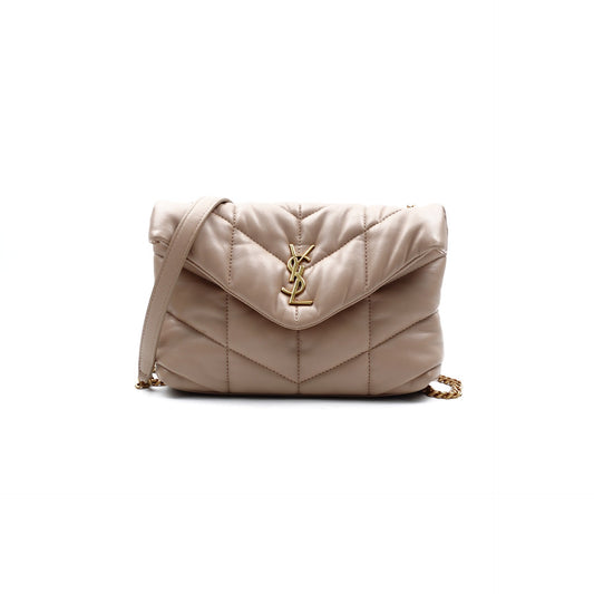 Pre-owned Saint Laurent Puffer Toy Milktea Calfskin Shoulder Bag