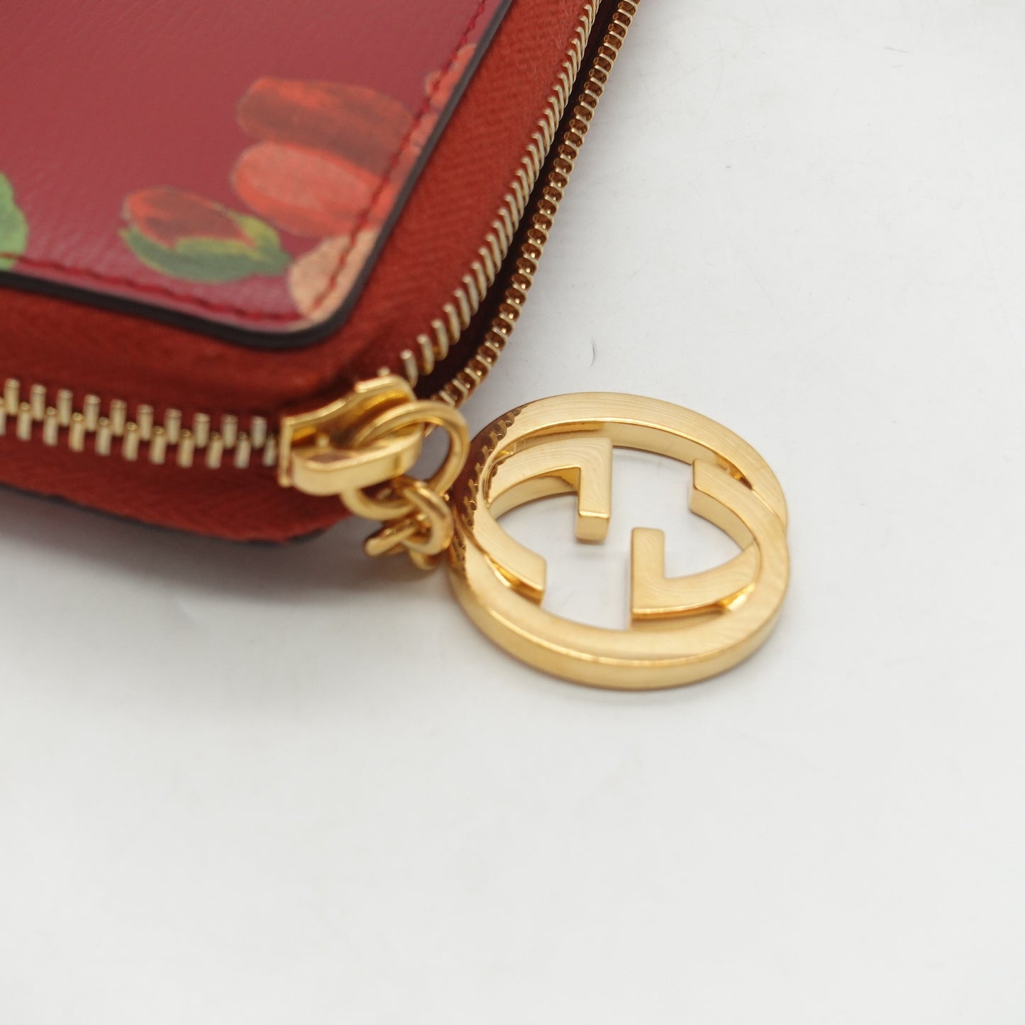 Pre-owned Gucci Flower Red Calfskin Long Wallet