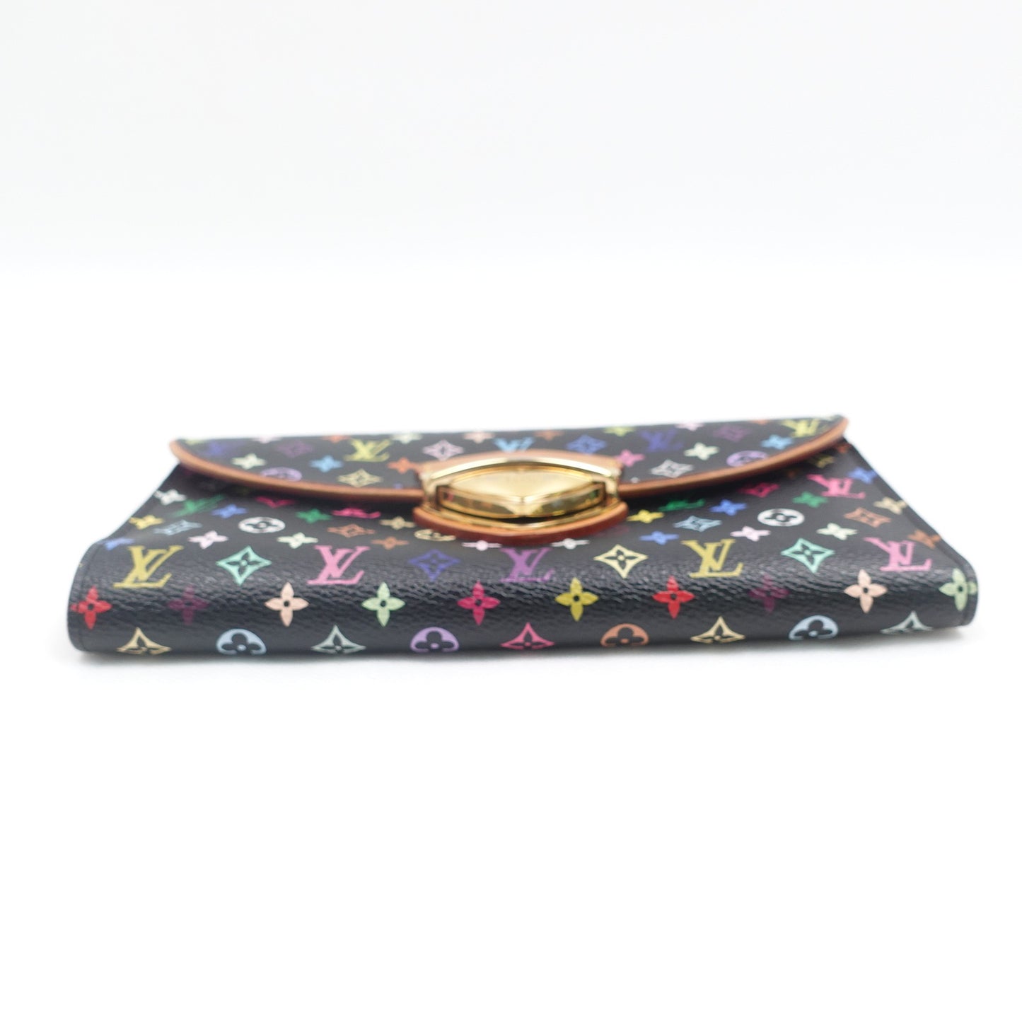 Pre-owned Louis Vuitton Eugenie Multi Black Coated Canvas Small Leather Good Long Wallet