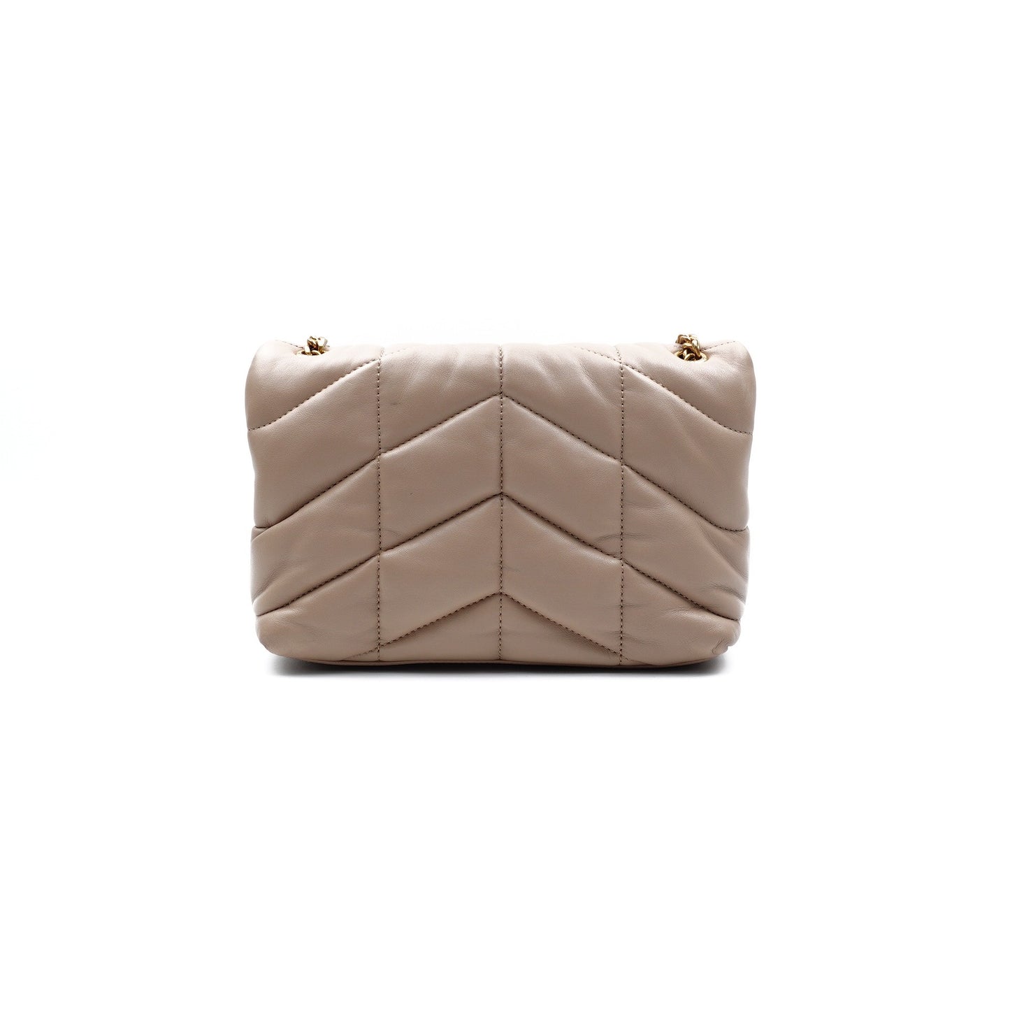 Pre-owned Saint Laurent Puffer Toy Milktea Calfskin Shoulder Bag