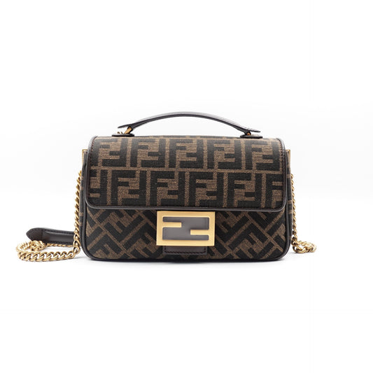 Pre-owned Fendi Baguette Medium Monogram Canvas Shoulder Bag