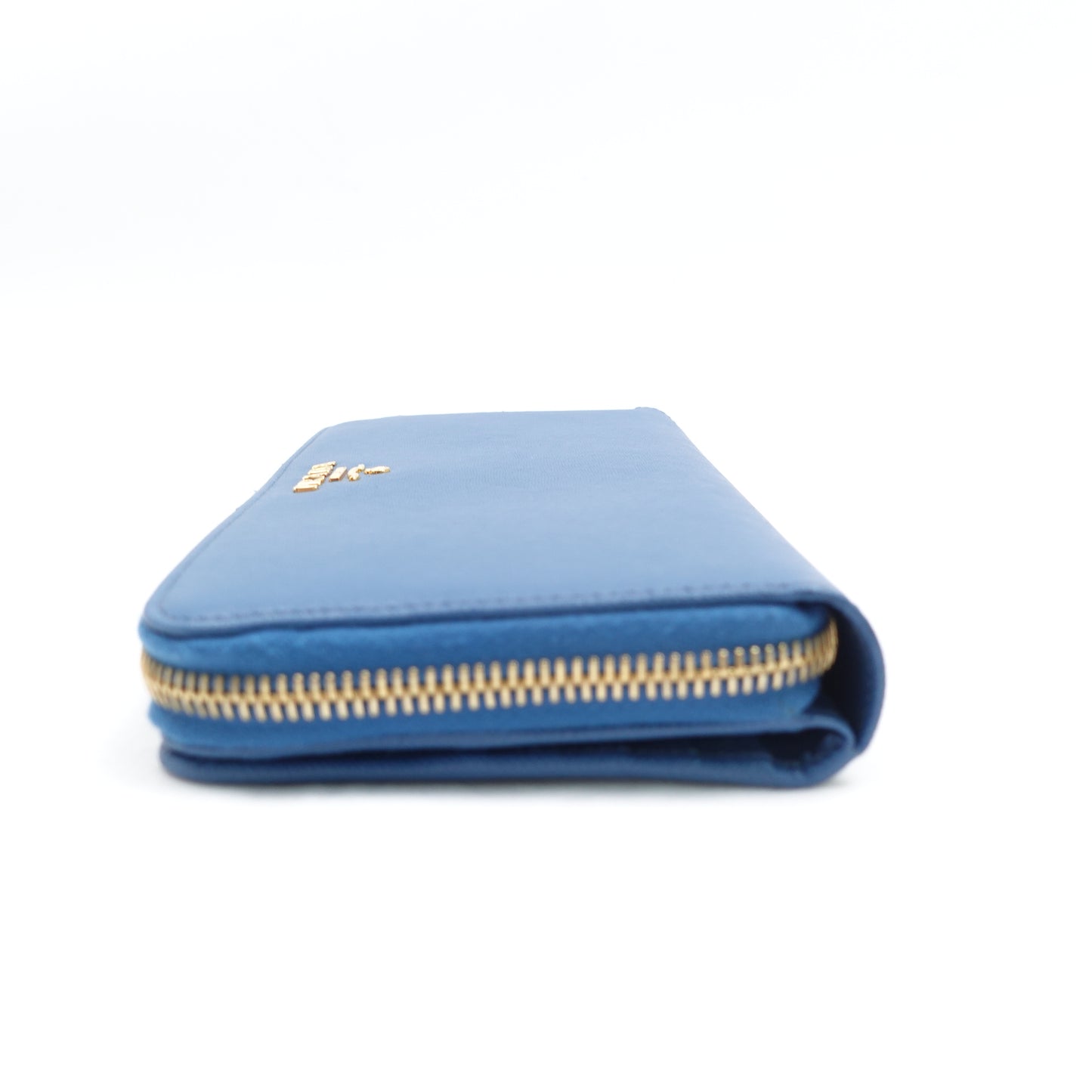 Pre-owned Prada Blue Saffiano Wallet