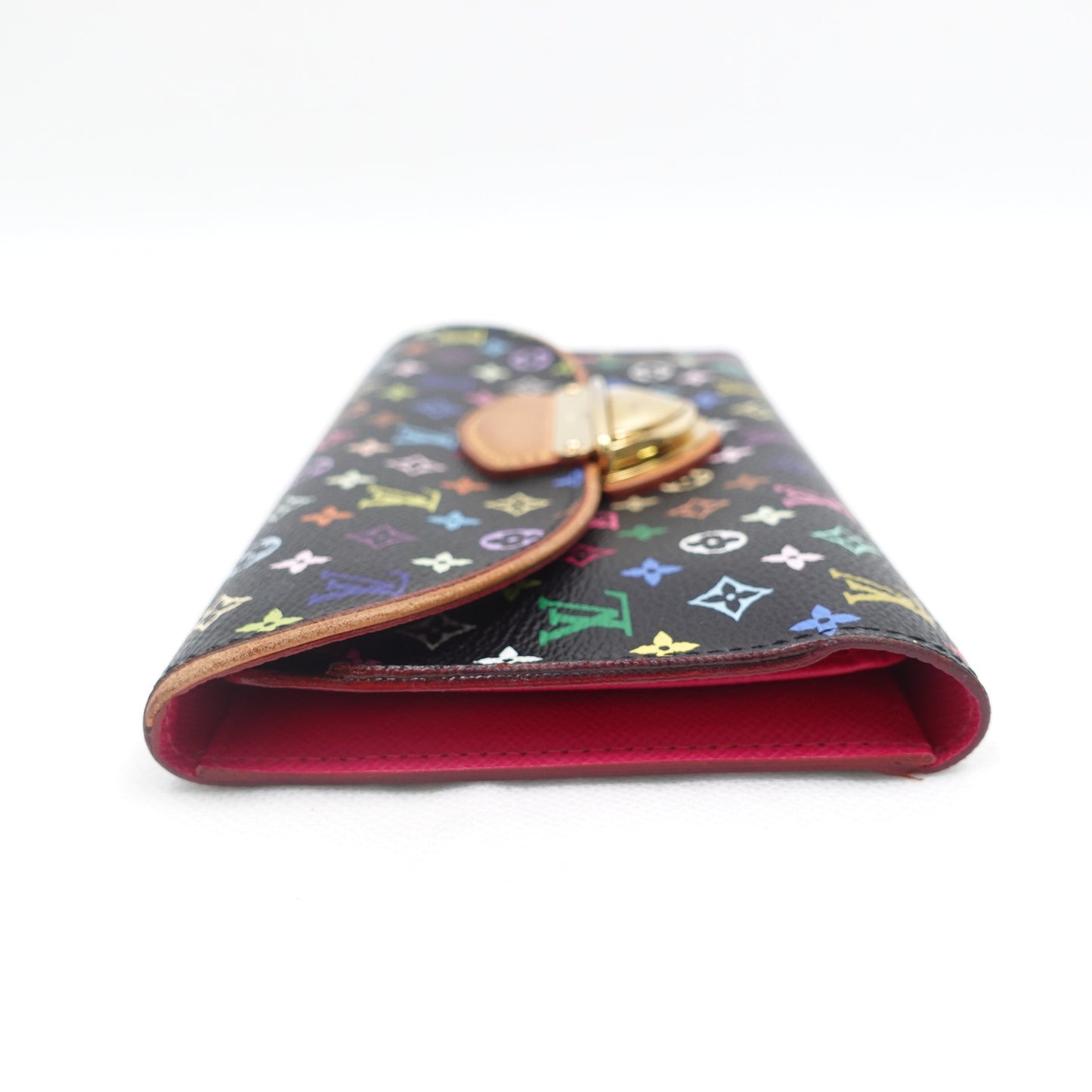 Pre-owned Louis Vuitton Eugenie Multi Black Coated Canvas Small Leather Good Long Wallet