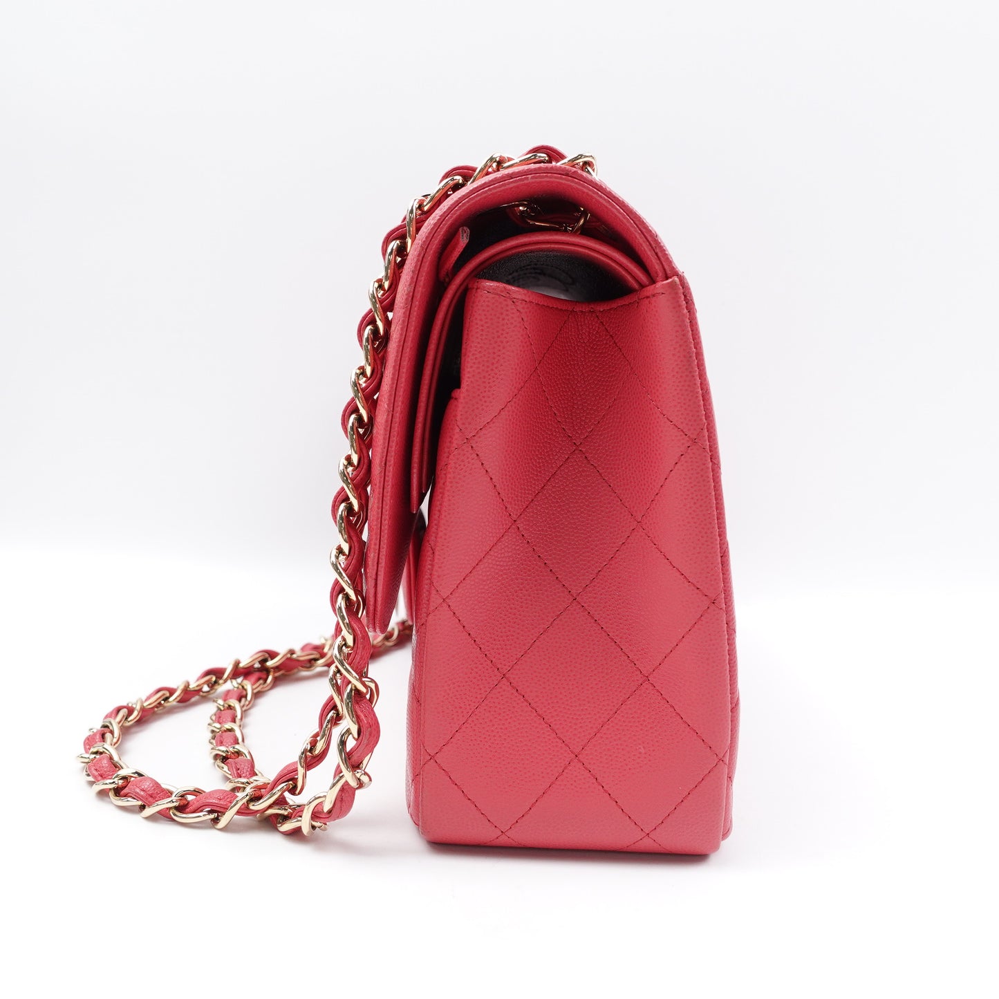 Pre-owned Chanel CF Jumbo Watermelon Pink Caviar Shoulder Bag