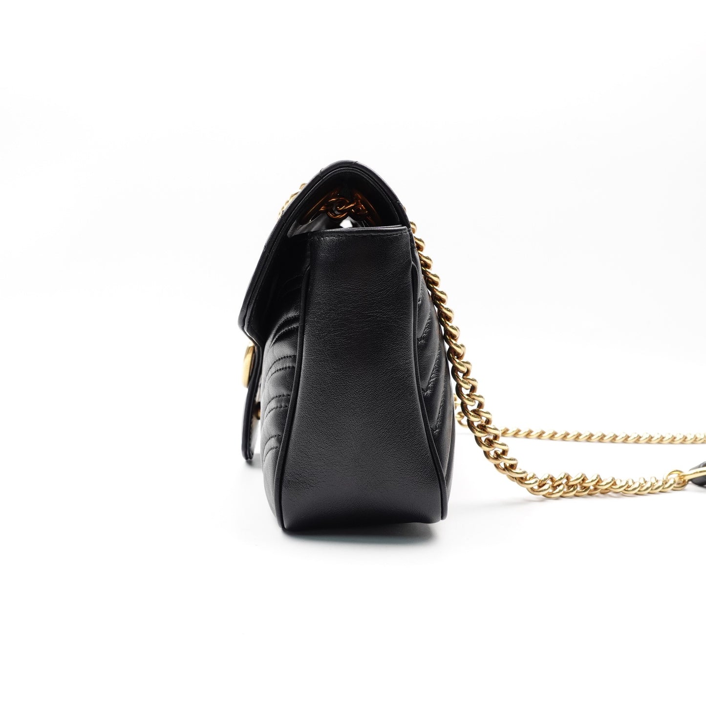 Pre-owned Gucci GG Marmont Black Calfskin Shoulder Bag