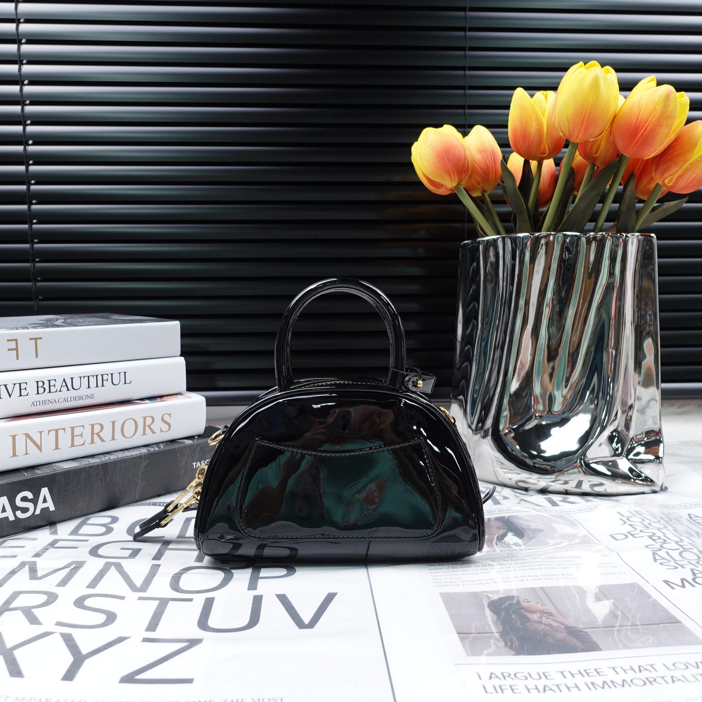 Pre-owned Miumiu Mini Black Vernis Shoulder Bag