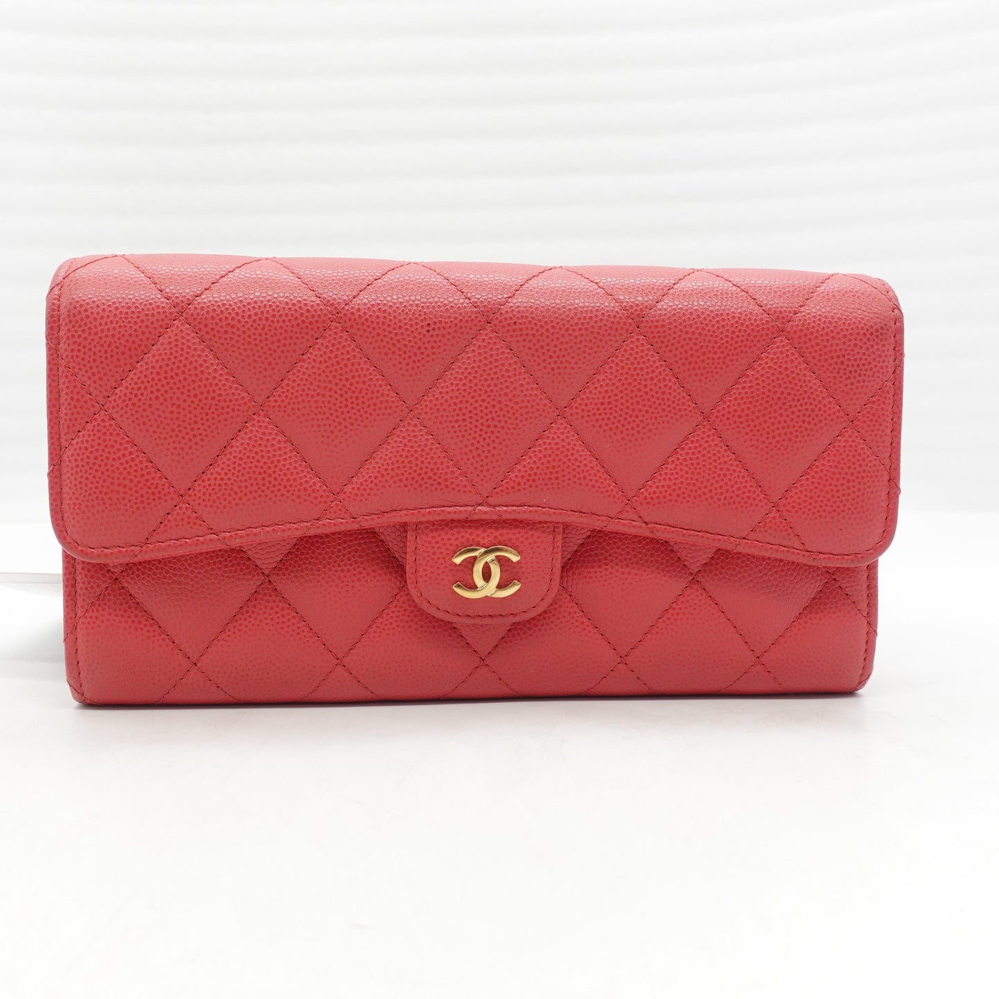 Pre-owned Chanel CF Pink Calfskin Wallet