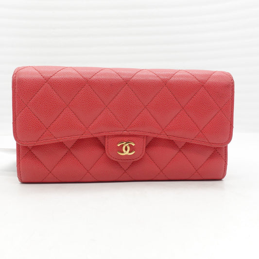 Pre-owned Chanel CF Pink Calfskin Wallet