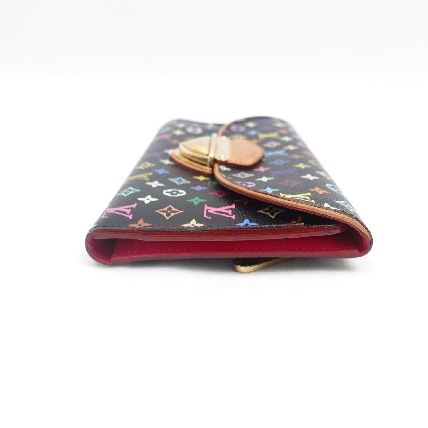 Pre-owned Louis Vuitton Eugenie Multi Black Coated Canvas Small Leather Good Long Wallet
