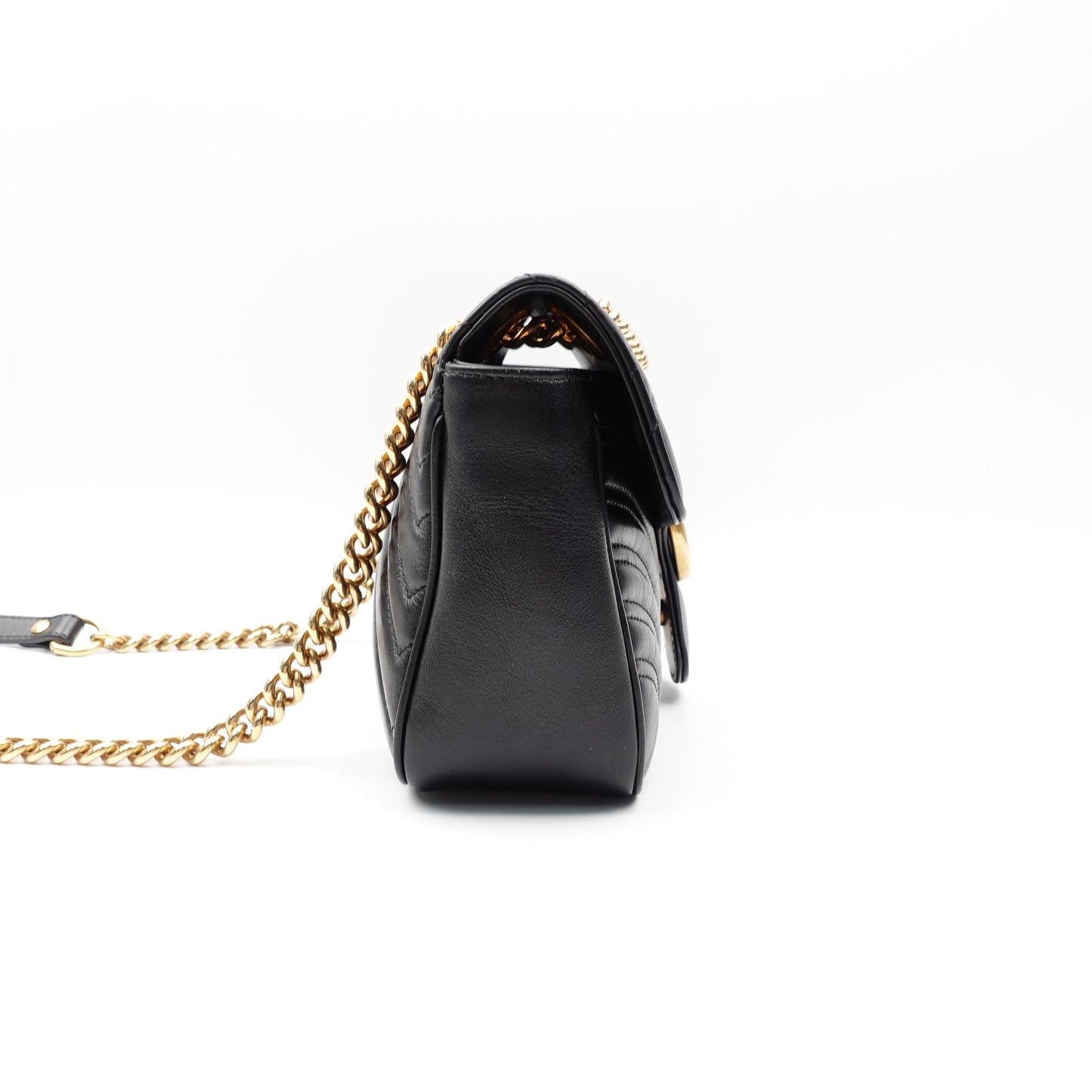 Pre-owned Gucci GG Marmont Black Calfskin Shoulder Bag