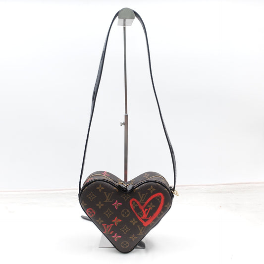 Pre-owned Louis Vuitton Game On Coeur Brown&Red Coated Canvas Shoulder Bag
