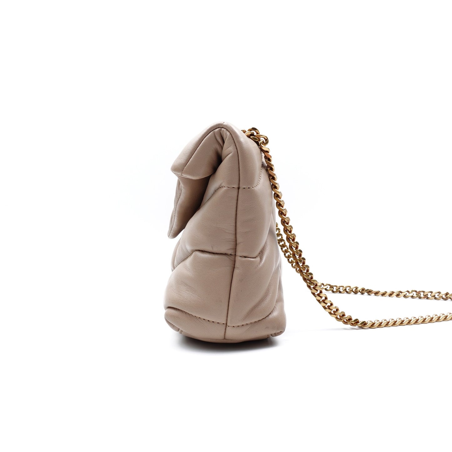 Pre-owned Saint Laurent Puffer Toy Milktea Calfskin Shoulder Bag