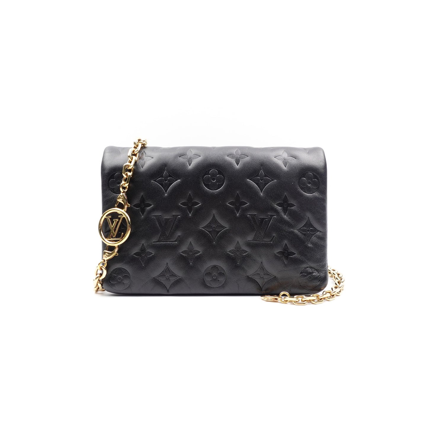 Pre-owned Louis Vuiton Pochette Coussin PM Black Lambskin Shoulder Bag