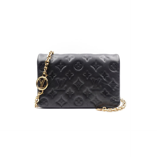 Pre-owned Louis Vuiton Pochette Coussin PM Black Lambskin Shoulder Bag
