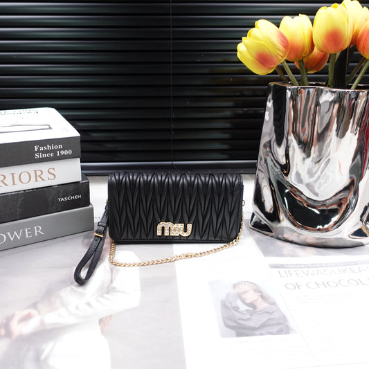 Pre-Owned Miu Miu Black Calfskin Shoulder Bag