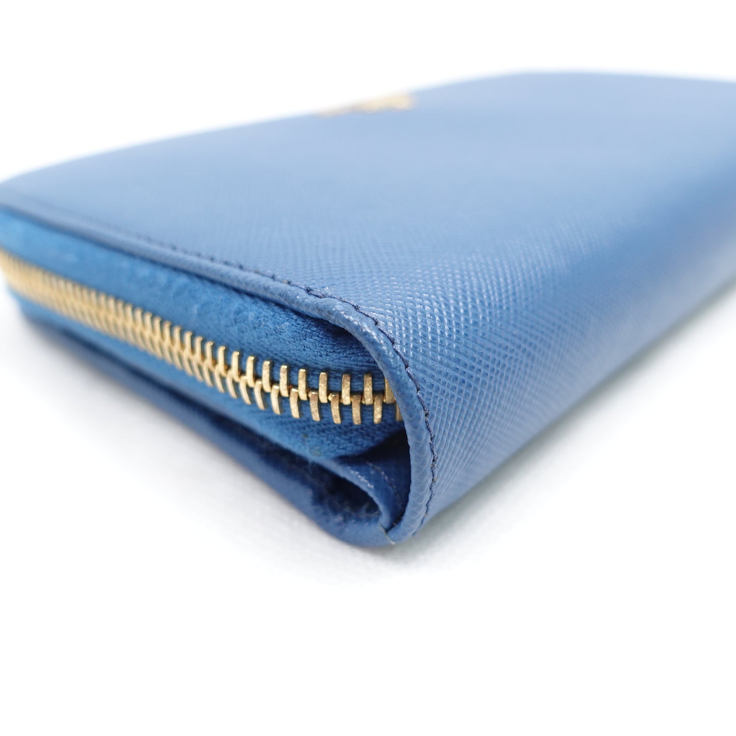 Pre-owned Prada Blue Saffiano Wallet