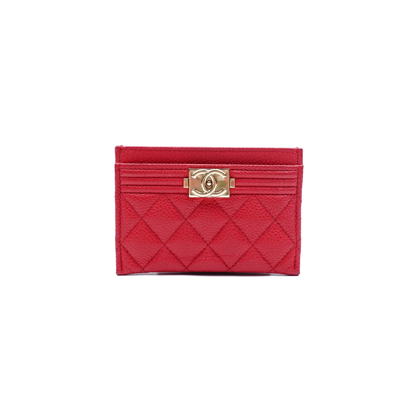Pre-owned Chanel Le boy Red Calfskin Card Holder