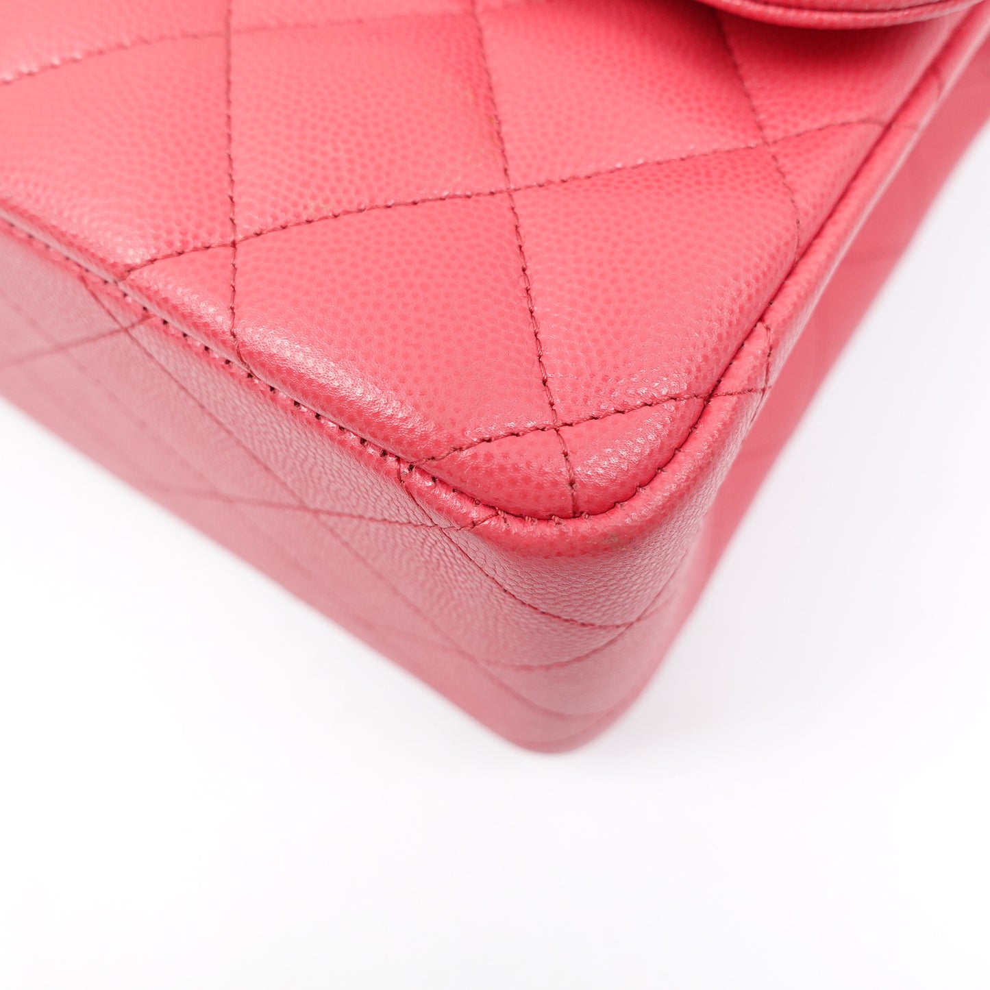 Pre-owned Chanel CF Jumbo Watermelon Pink Caviar Shoulder Bag