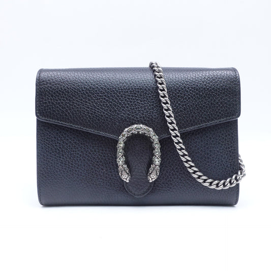 Pre-Owned Gucci Dionysus Black Calfskin Shoulder Bag T10305864