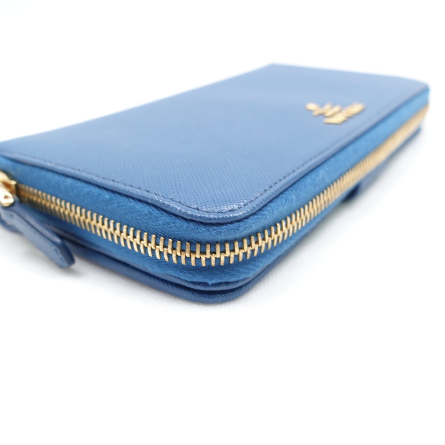 Pre-owned Prada Blue Saffiano Wallet