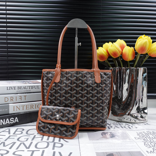 Pre-Owned Goyard Anjou Monogram&Brown Coated Canvas Handbag