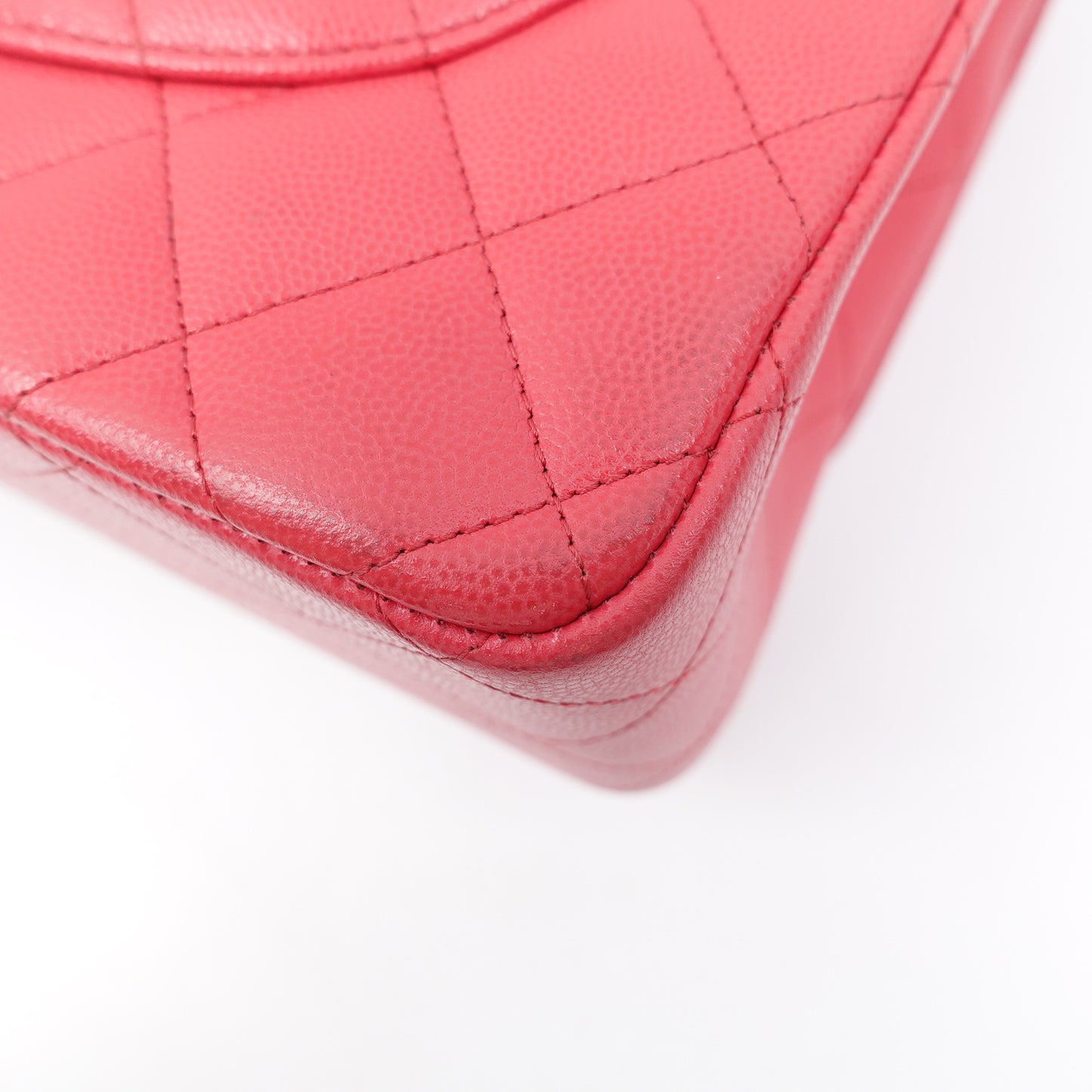 Pre-owned Chanel CF Jumbo Watermelon Pink Caviar Shoulder Bag