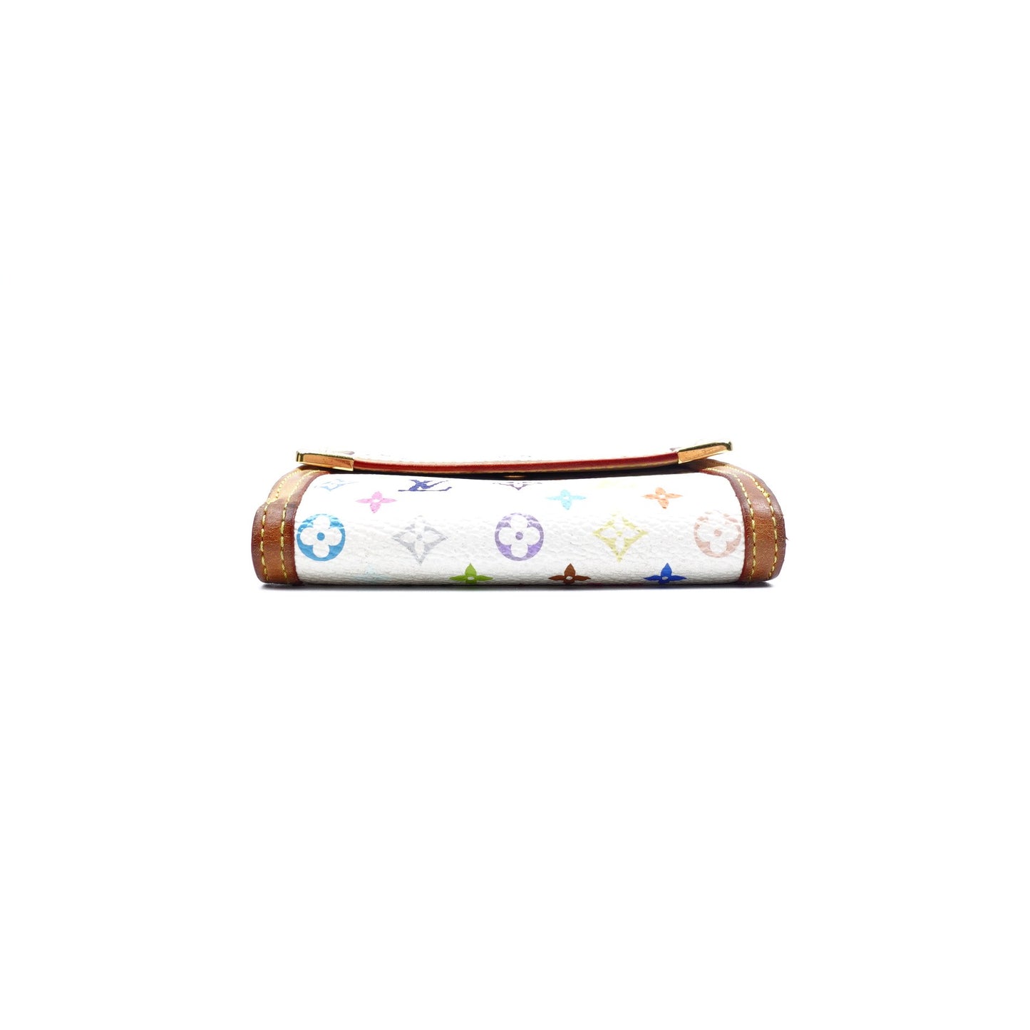 Pre-owned Louis Vuitton White Multicolor Coated Canvas Short Wallet