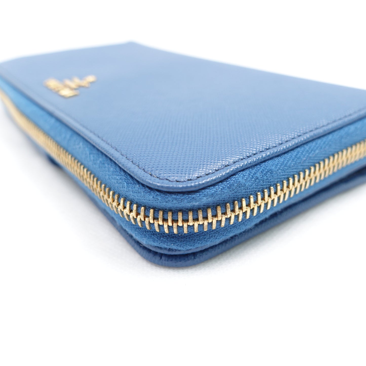 Pre-owned Prada Blue Saffiano Wallet