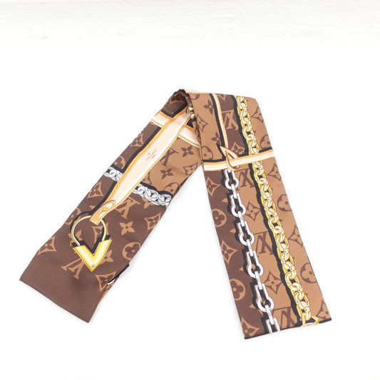 【Bundle】 Pre-owned Louis Vuitton Multicolor Silk Scarf+CHANEL Crystal&Gold Tone Metal Earring