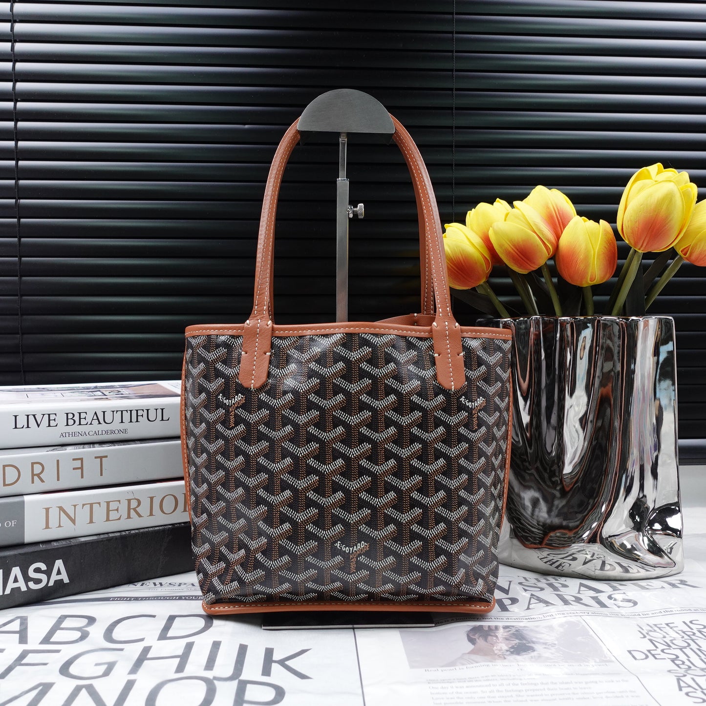 Pre-Owned Goyard Anjou Monogram&Brown Coated Canvas Handbag