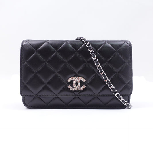 Pre-owned Chanel WOC Black Lambskin Shoulder Bag