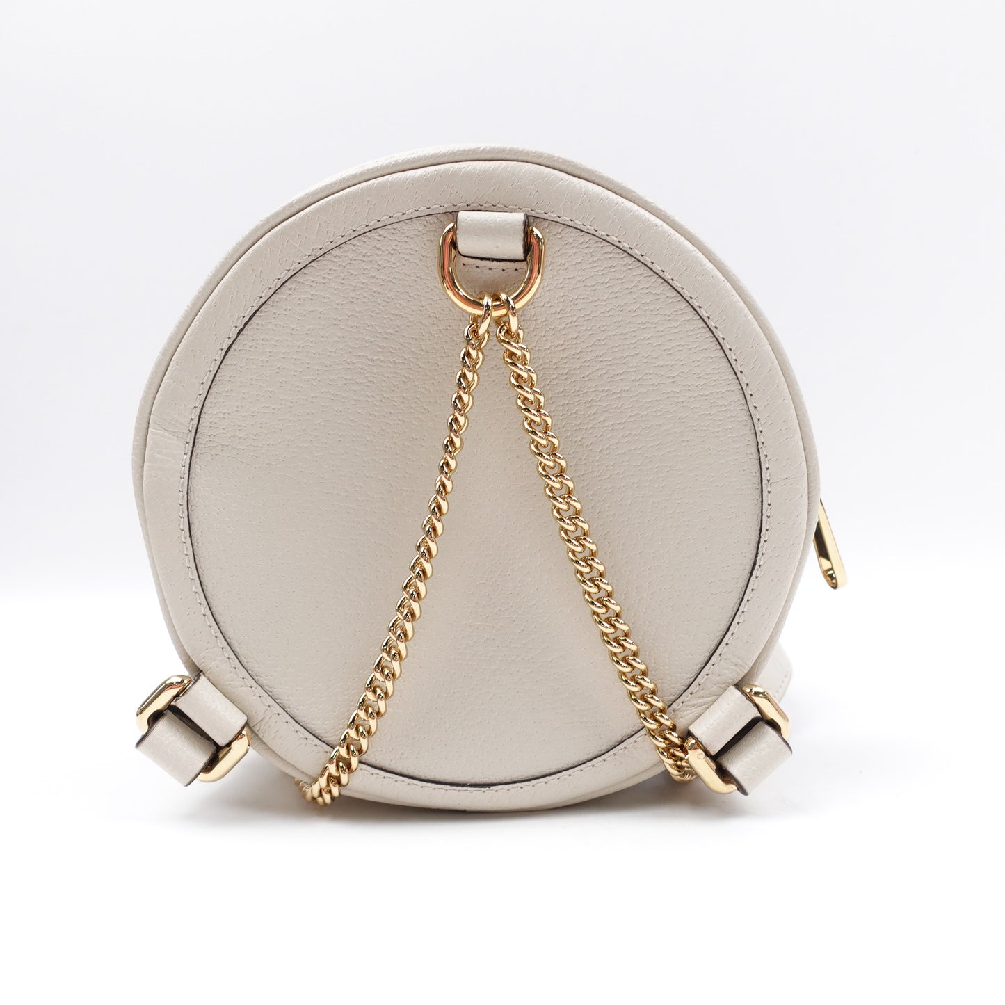 Pre-owned Gucci Ophidia White Calfskin Round Shoulder Bag