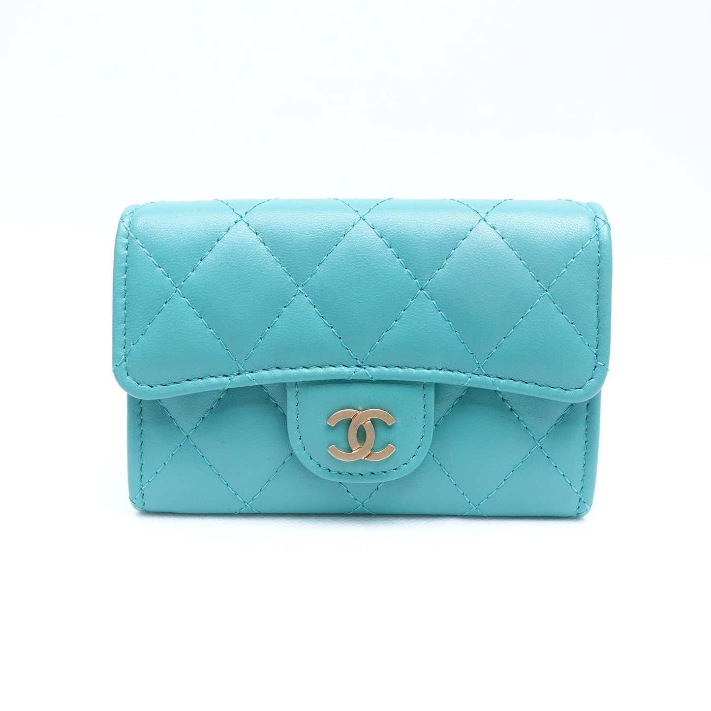 Pre-owned Chanel Classic Flap Green Lambskin Wallet T10317242