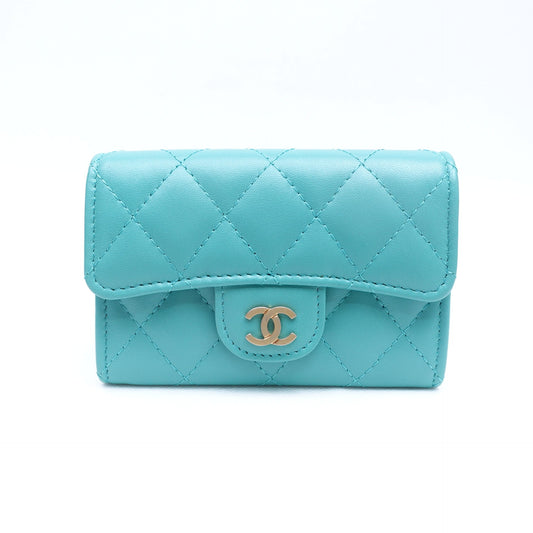 Pre-owned Chanel Classic Flap Green Lambskin Wallet T10317242