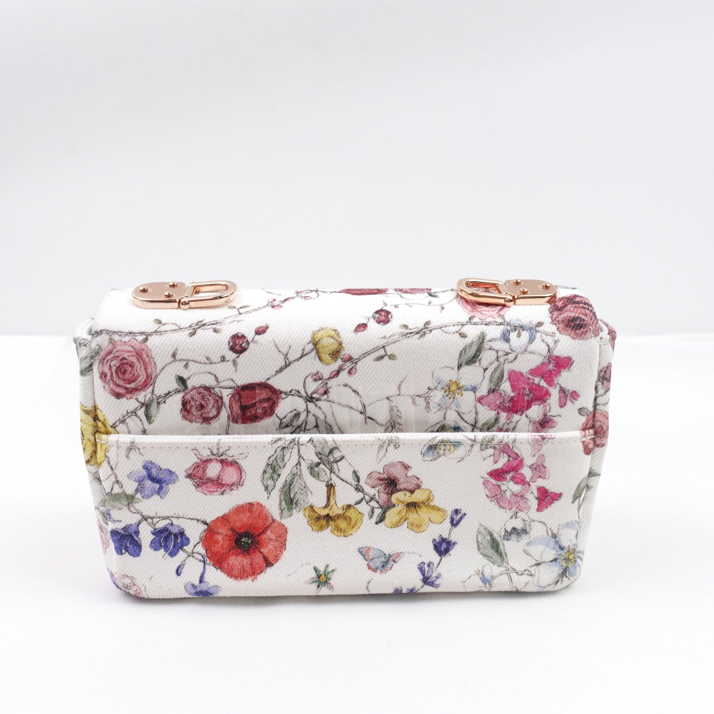 Dior Caro White and Multicolor Flower Printed Farbic Shoulder Bag