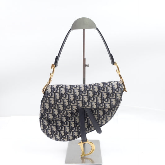 Pre-Owned Christian Dior Saddle Medium Oblique Canvas Shoulder Bag