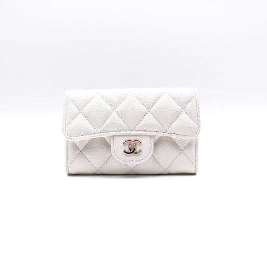 Pre-owned Chanel CF White Calfskin Short Wallet