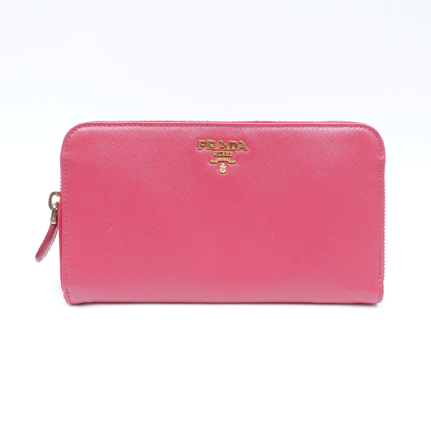 Pre-owned Prada Pink Saffiano Wallet
