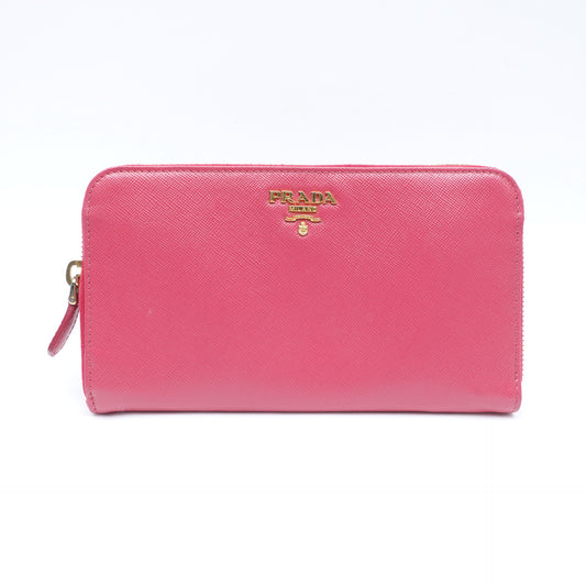 Pre-owned Prada Pink Saffiano Wallet