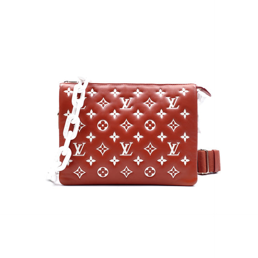 Pre-owned Louis Vuitton Coussin PM Brick Red Calfskin Shoulder Bag
