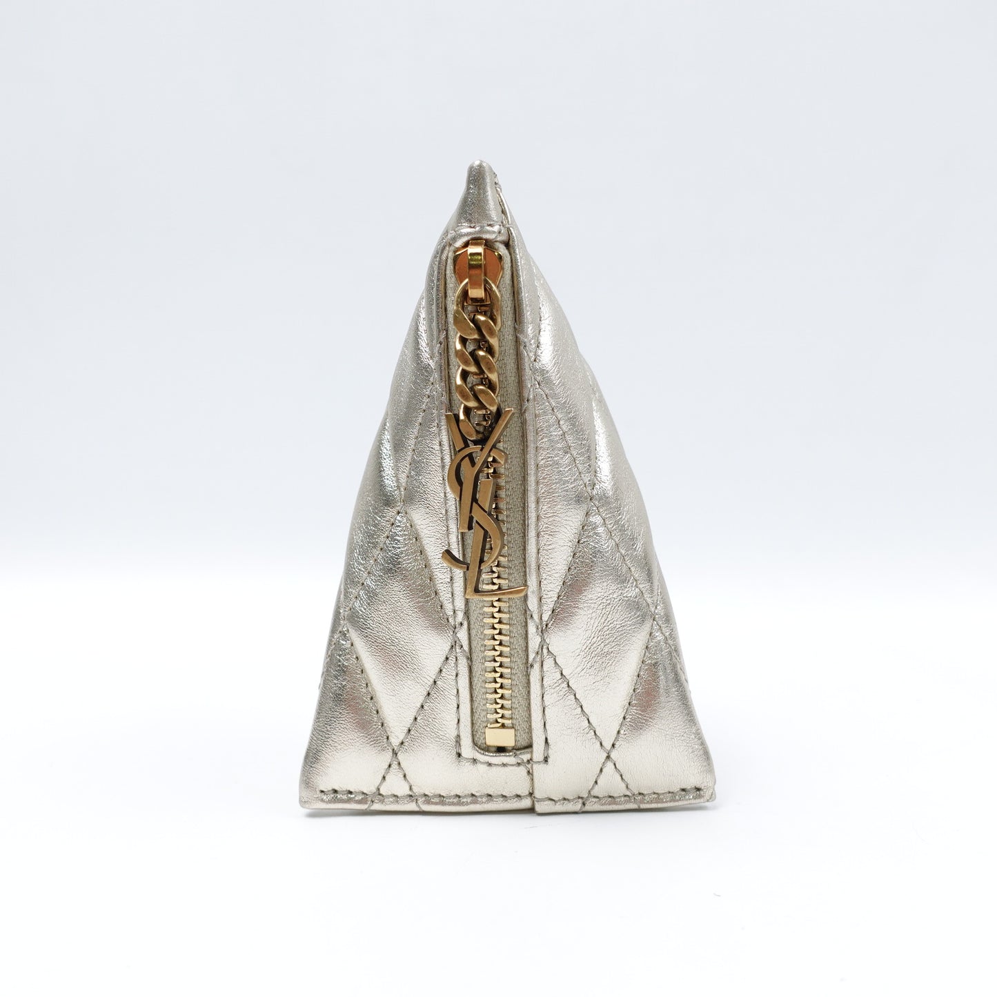 Pre-owned Saint Laurent Champaign Gold Lambskin Coin Purse