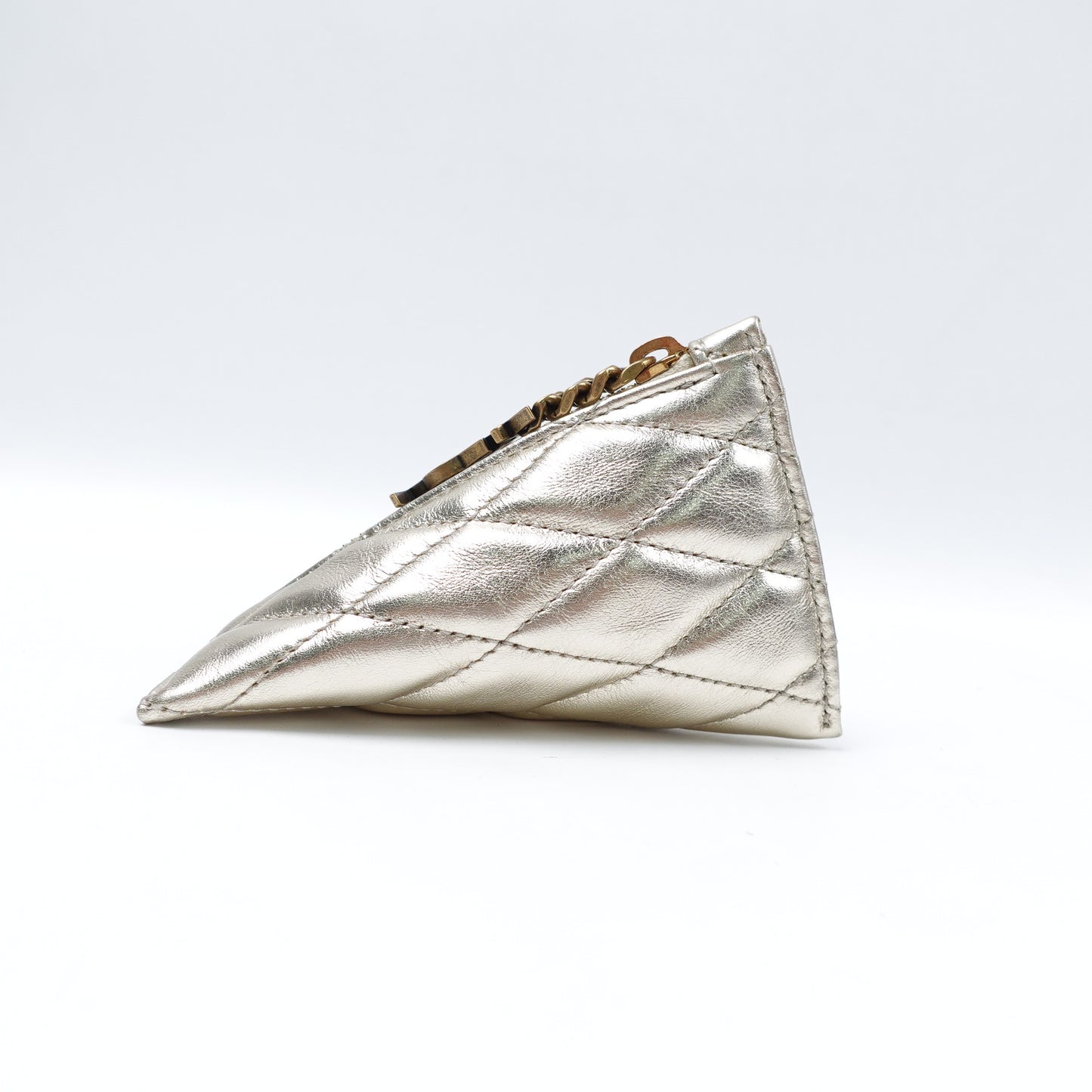 Pre-owned Saint Laurent Champaign Gold Lambskin Coin Purse