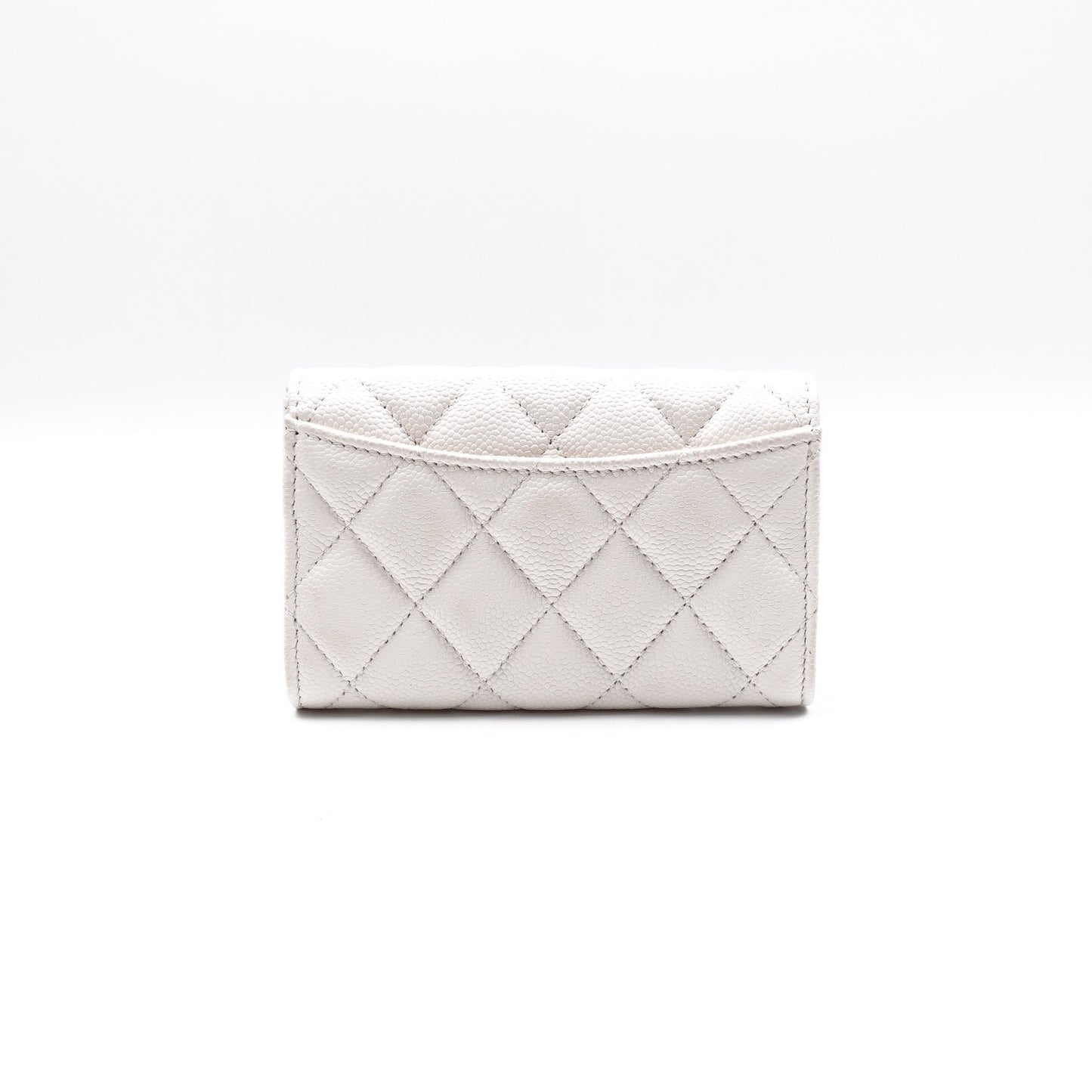 Pre-owned Chanel CF White Calfskin Short Wallet
