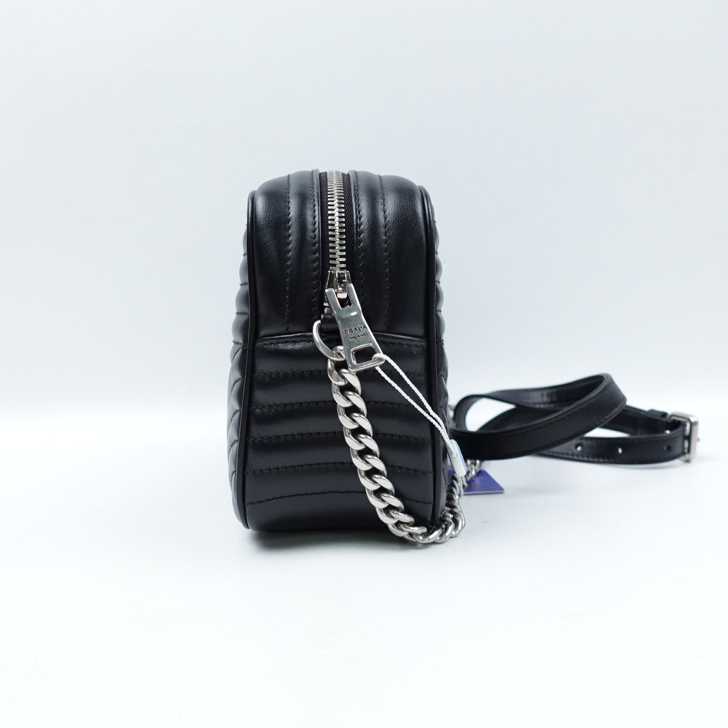 Pre-owned Prada Diagramme Black Calfskin Camera Bag