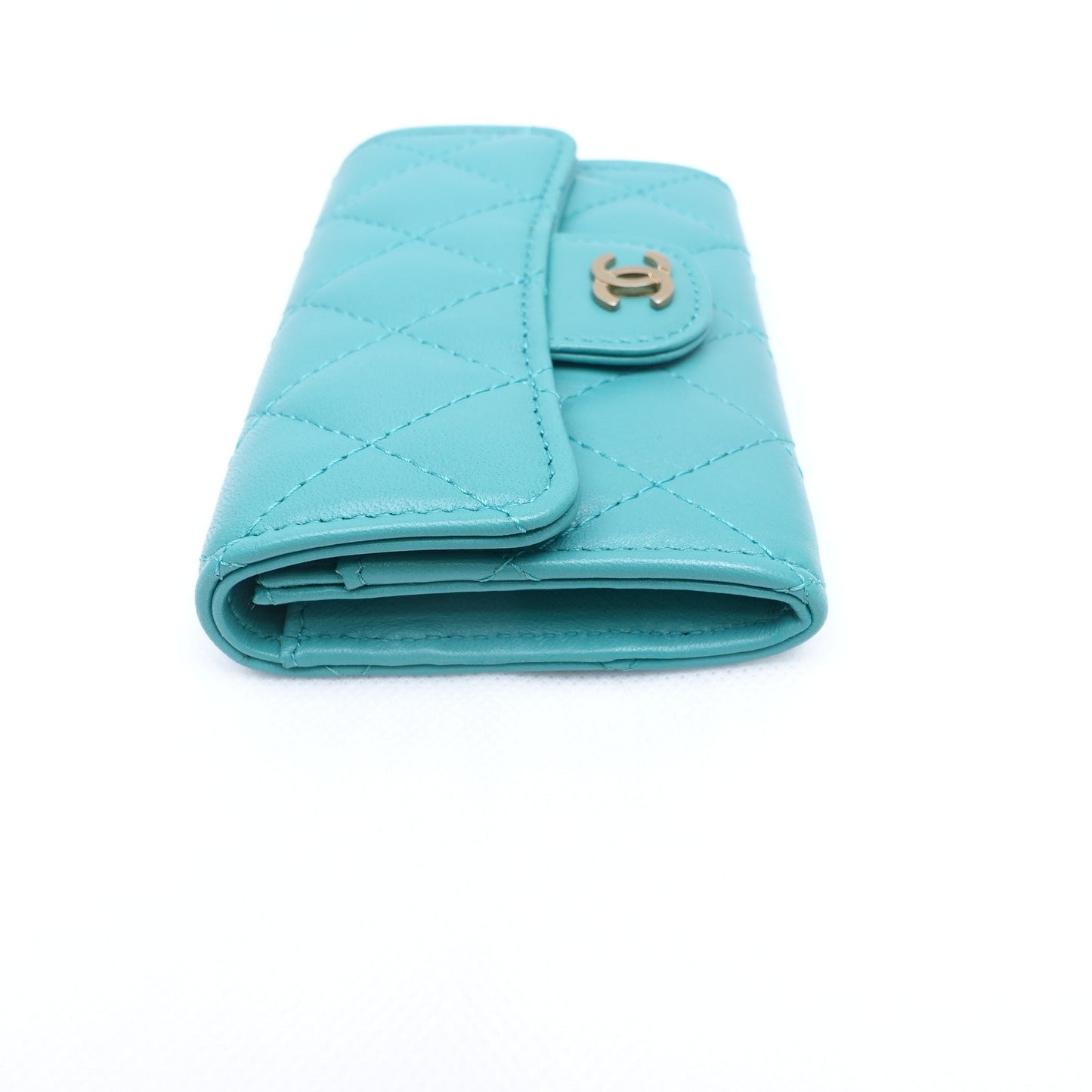 Pre-owned Chanel Classic Flap Green Lambskin Wallet T10317242
