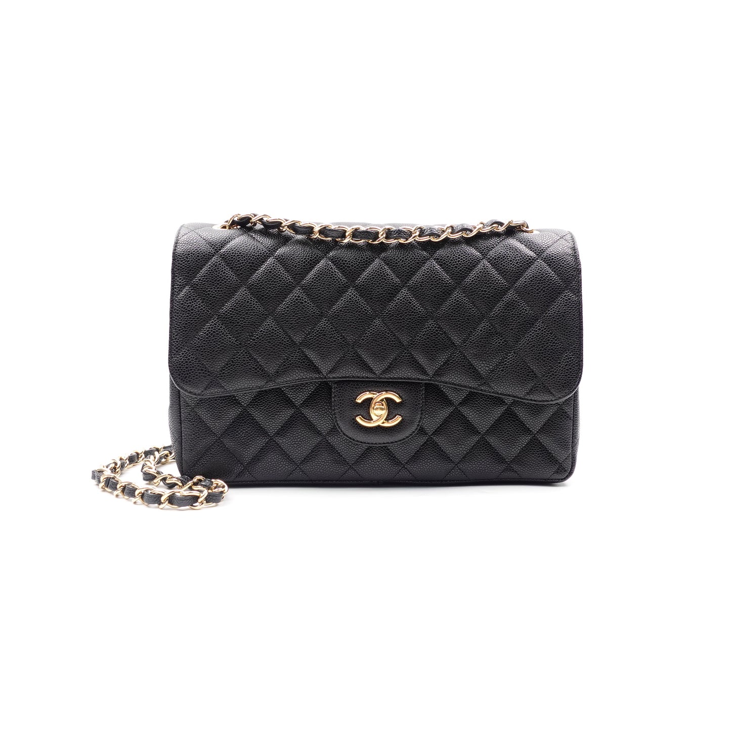 Pre-owned Chanel CF Jumbo Black Caviar Shoulder Bag