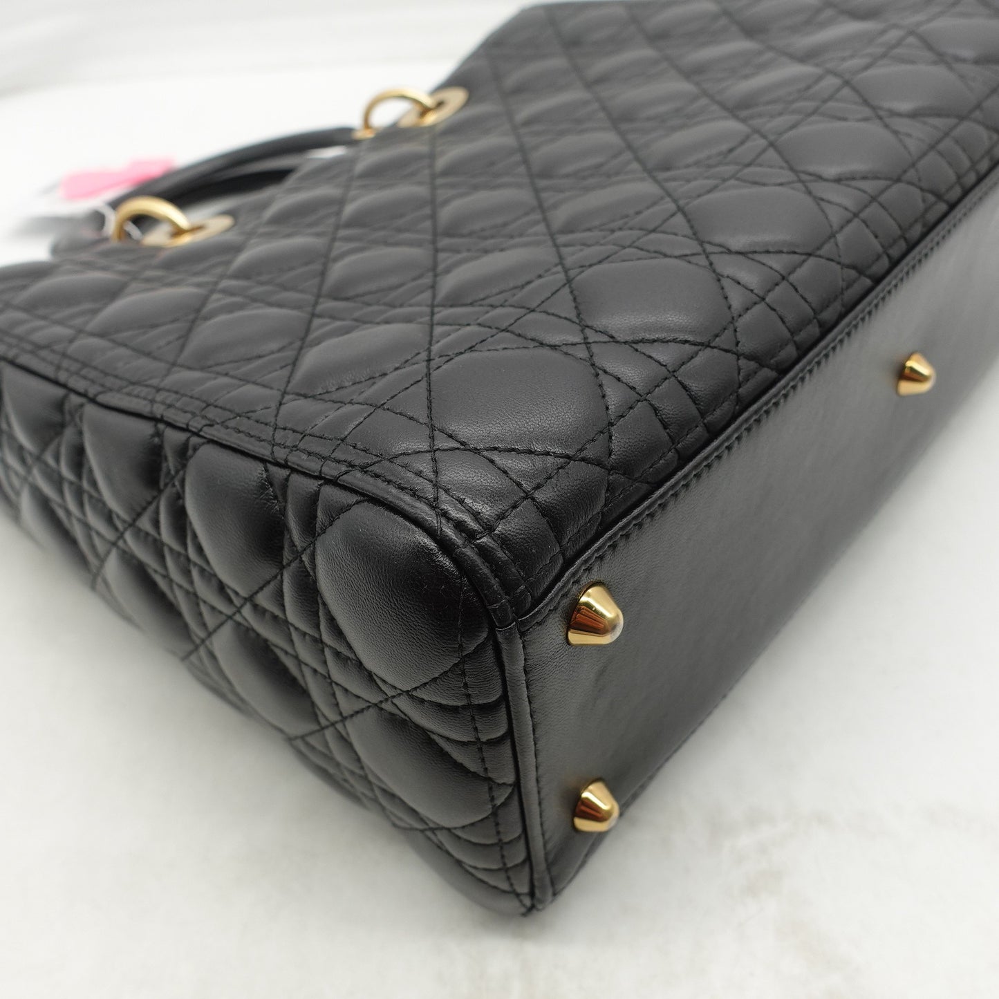 Pre-owned Dior Lady Dior Large Black Lambskin Shoulder Bag